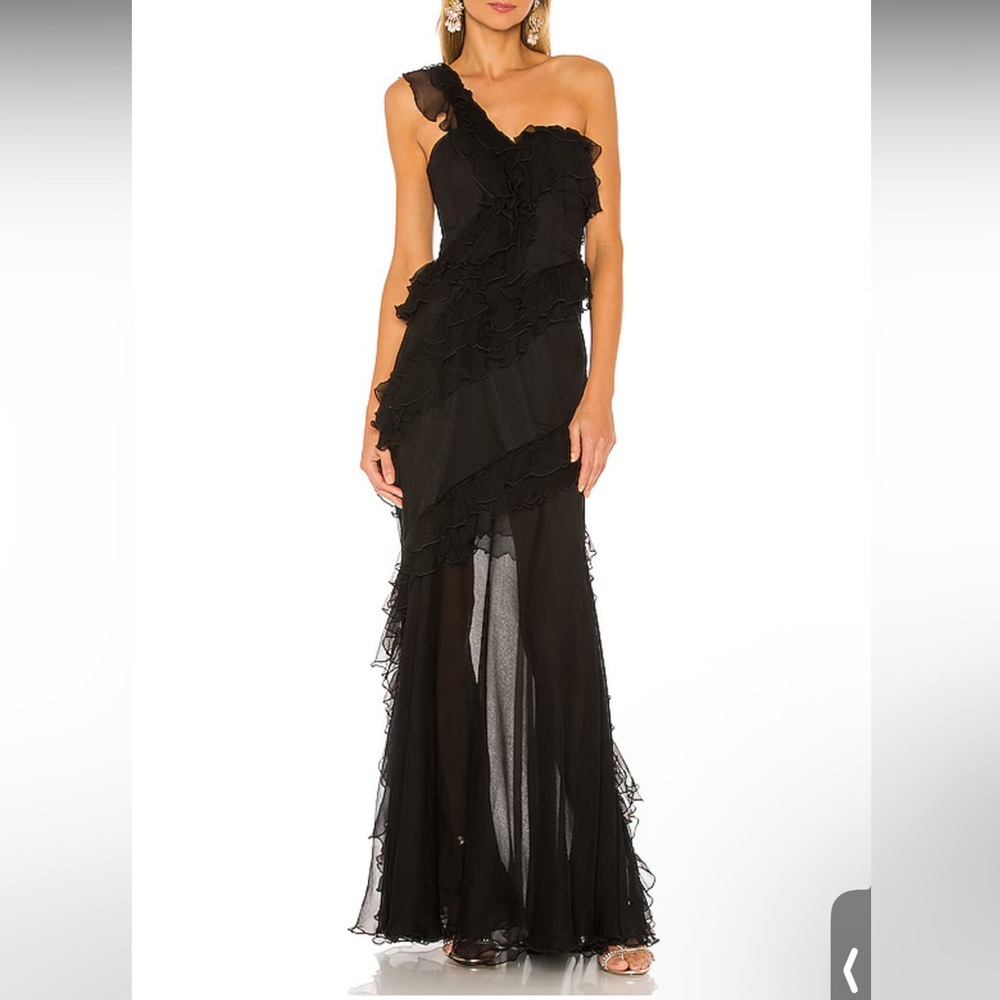 AMUR Harlow Black Ruffle Dress.